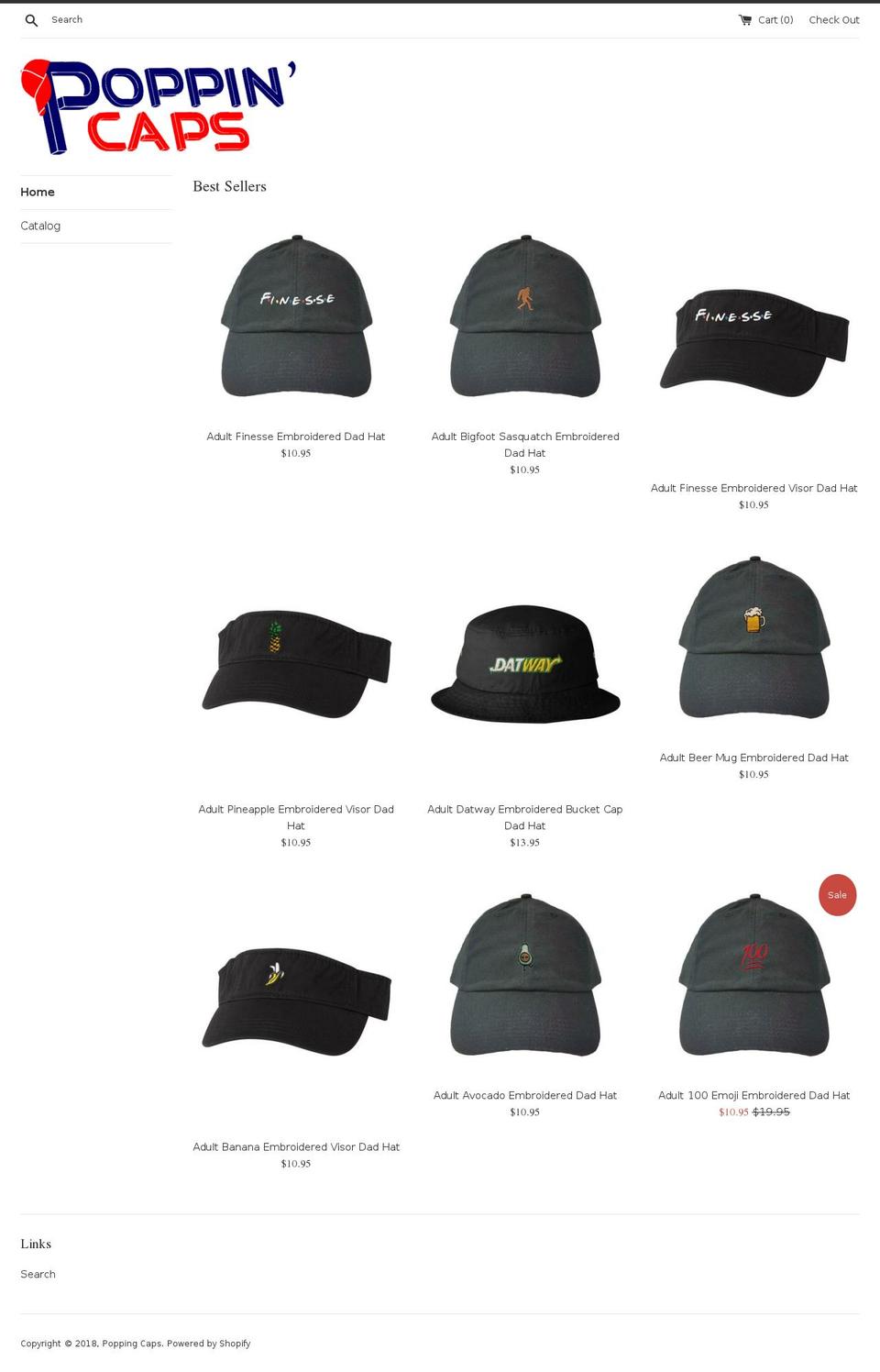 poppincaps.com — Shopify storefront screenshot