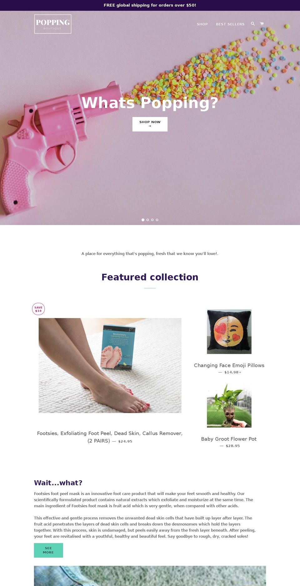 poppingboutique.com — Shopify storefront screenshot