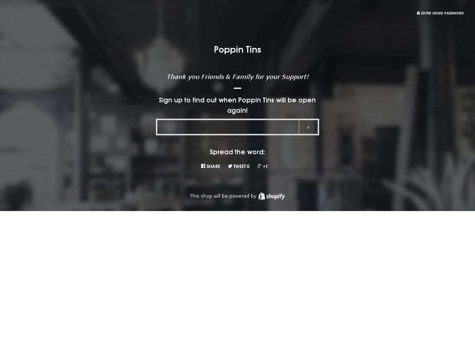 poppintins.com shopify website screenshot