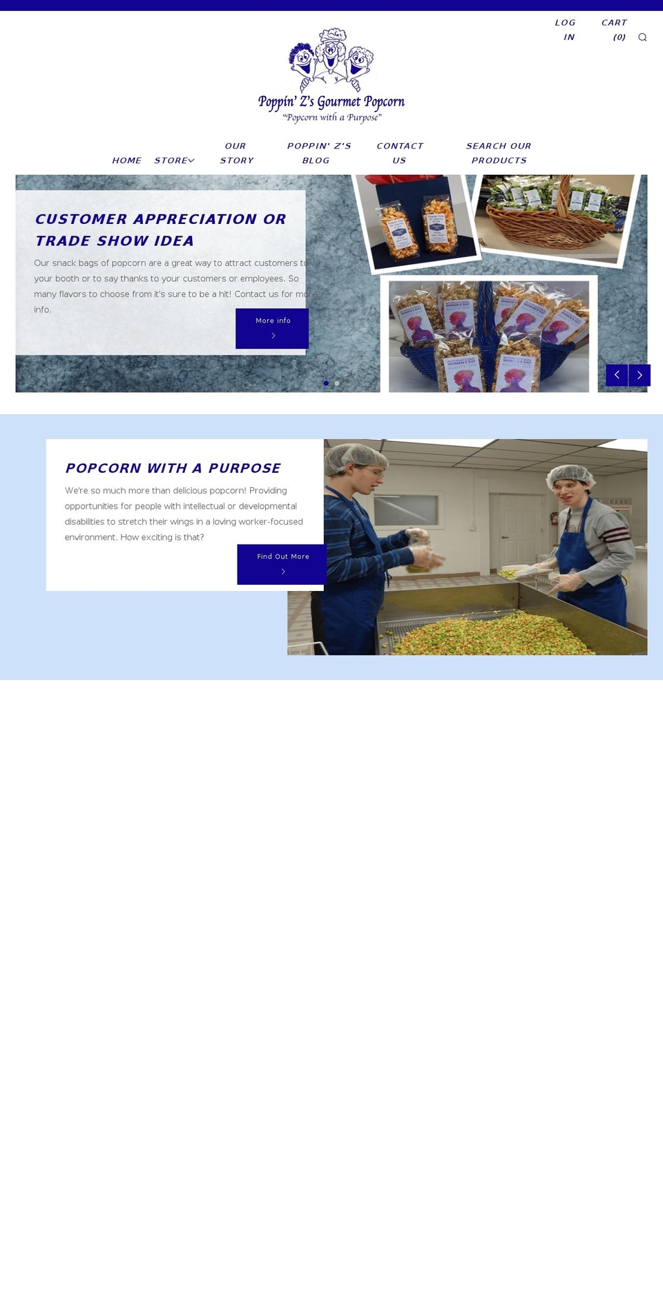 poppinzsgourmetpopcorn.com shopify website screenshot