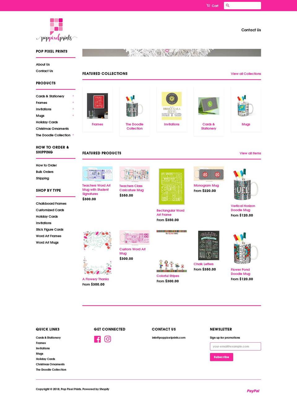 poppixelprints.com — Shopify storefront screenshot