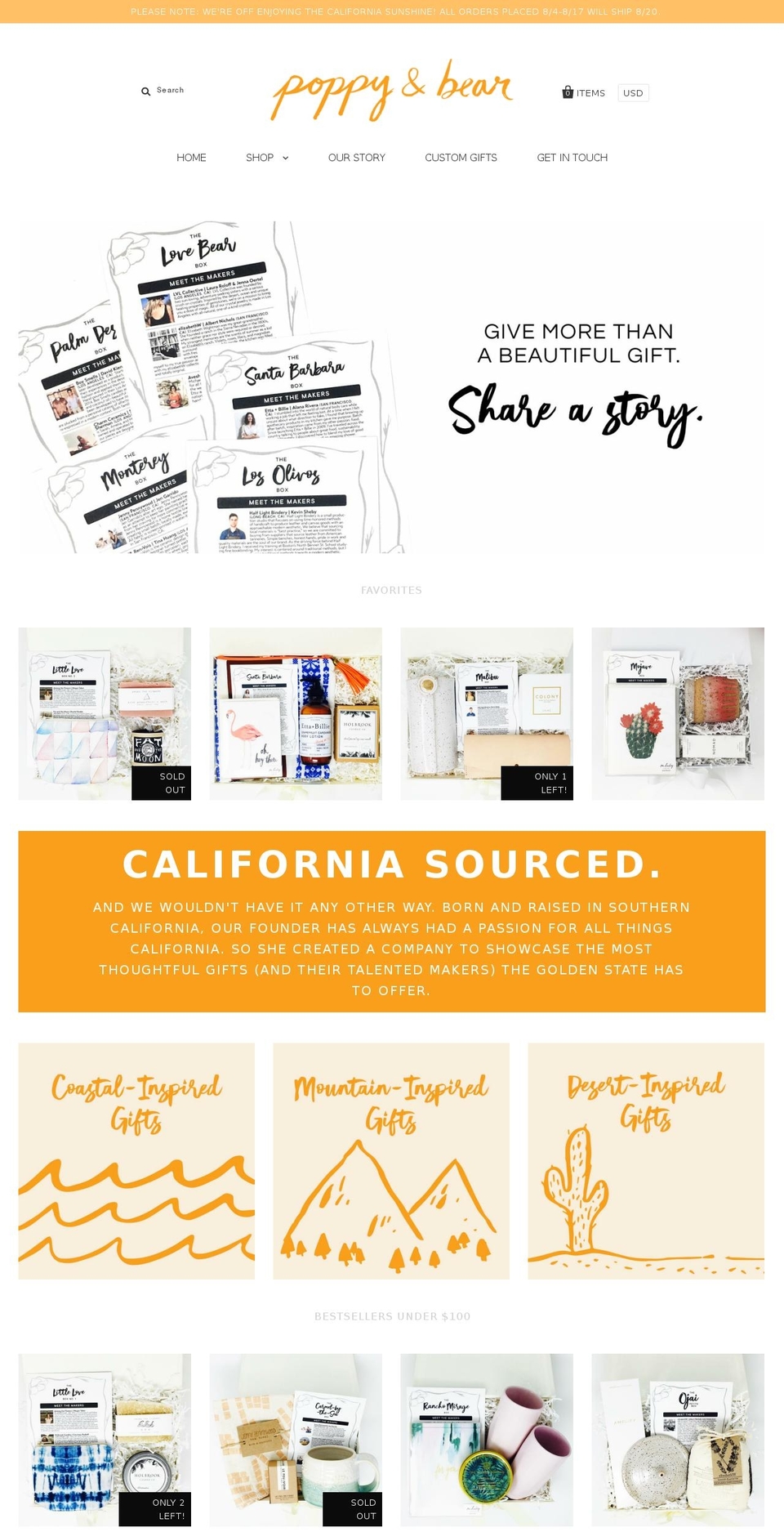 poppyandbear.com shopify website screenshot