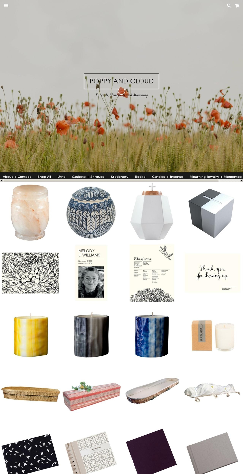 poppyandcloud.com shopify website screenshot