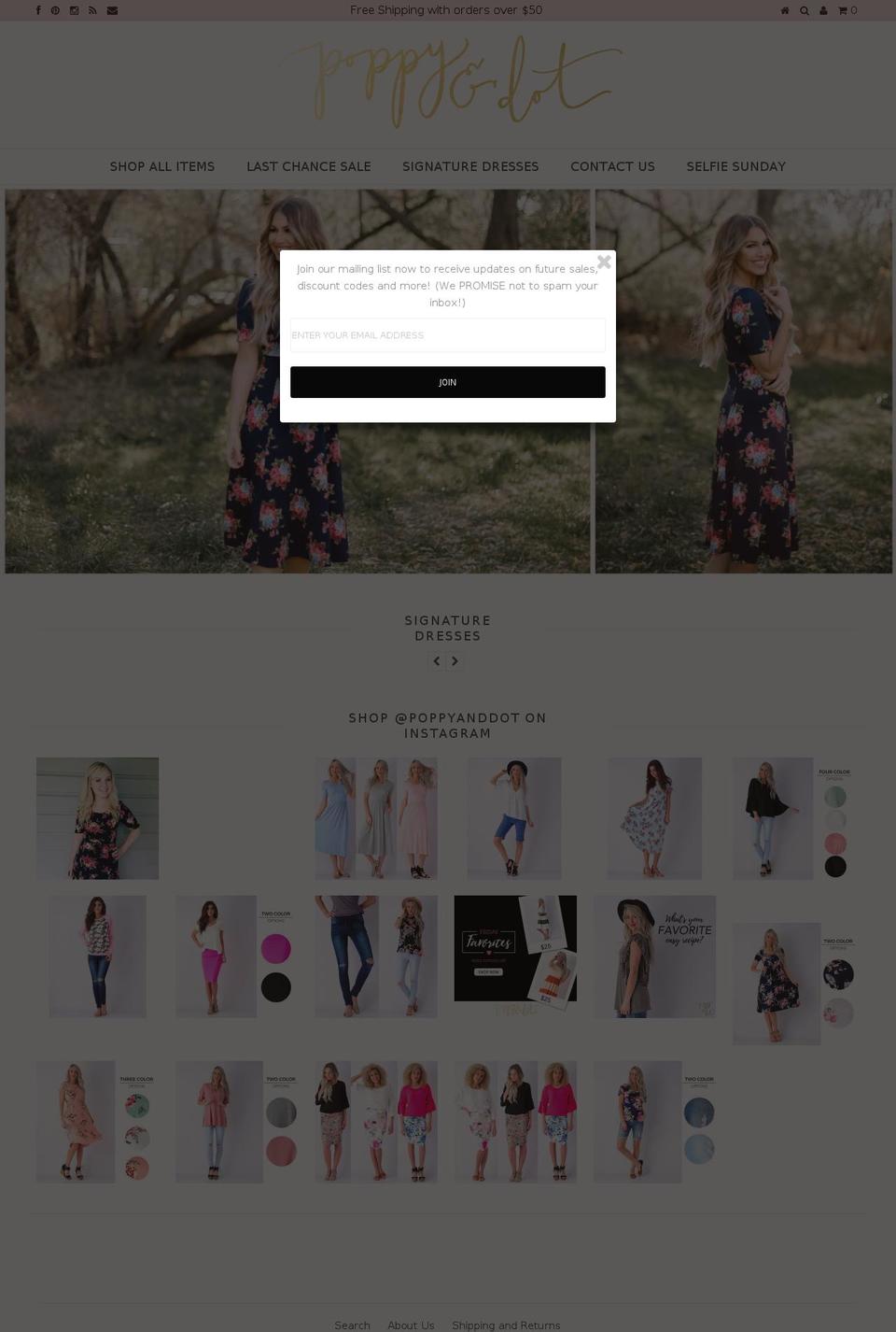poppyanddot.com shopify website screenshot