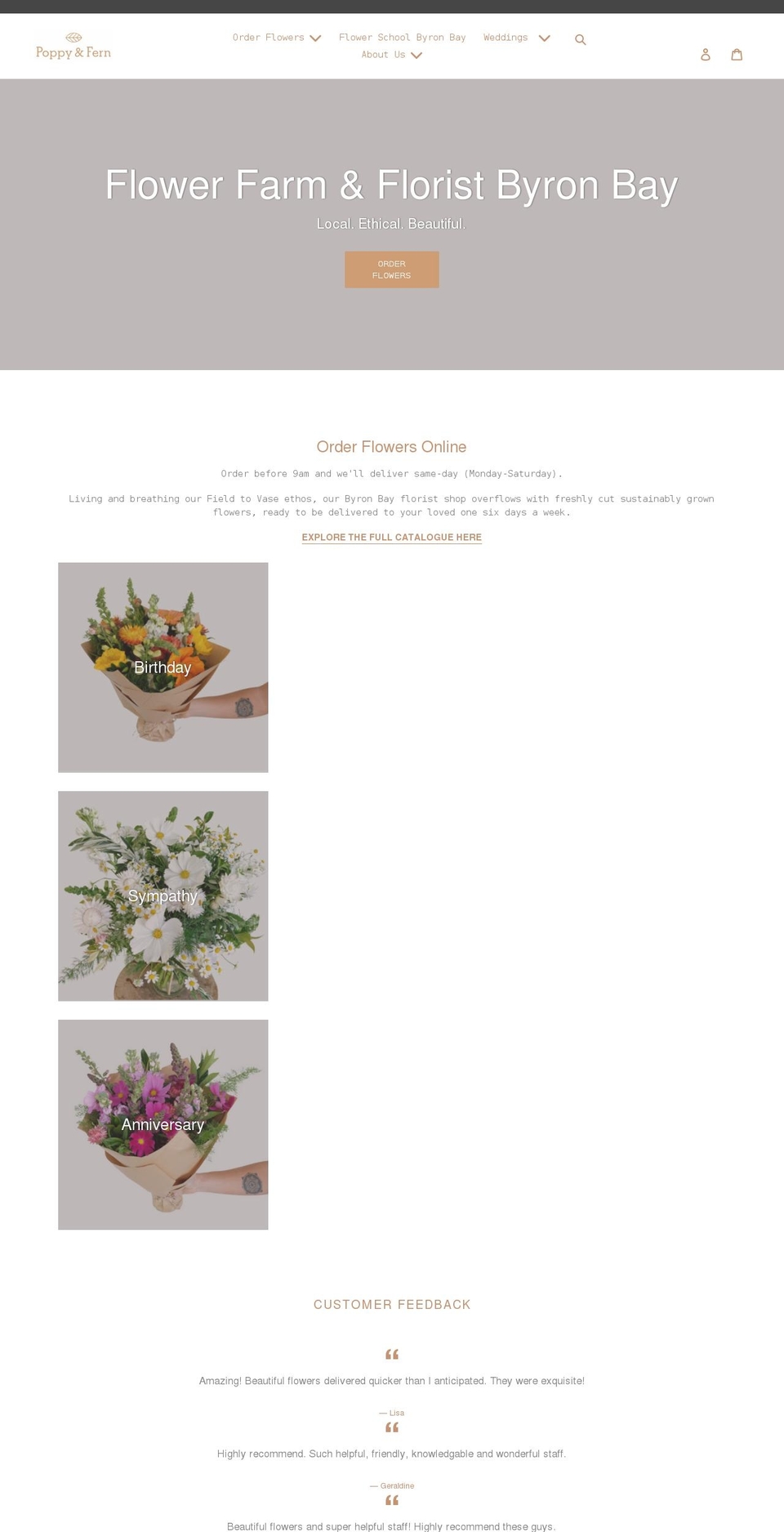 poppyandfern.com.au shopify website screenshot