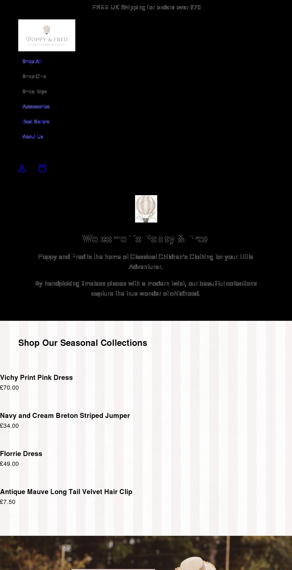 poppyandfred.co.uk shopify website screenshot