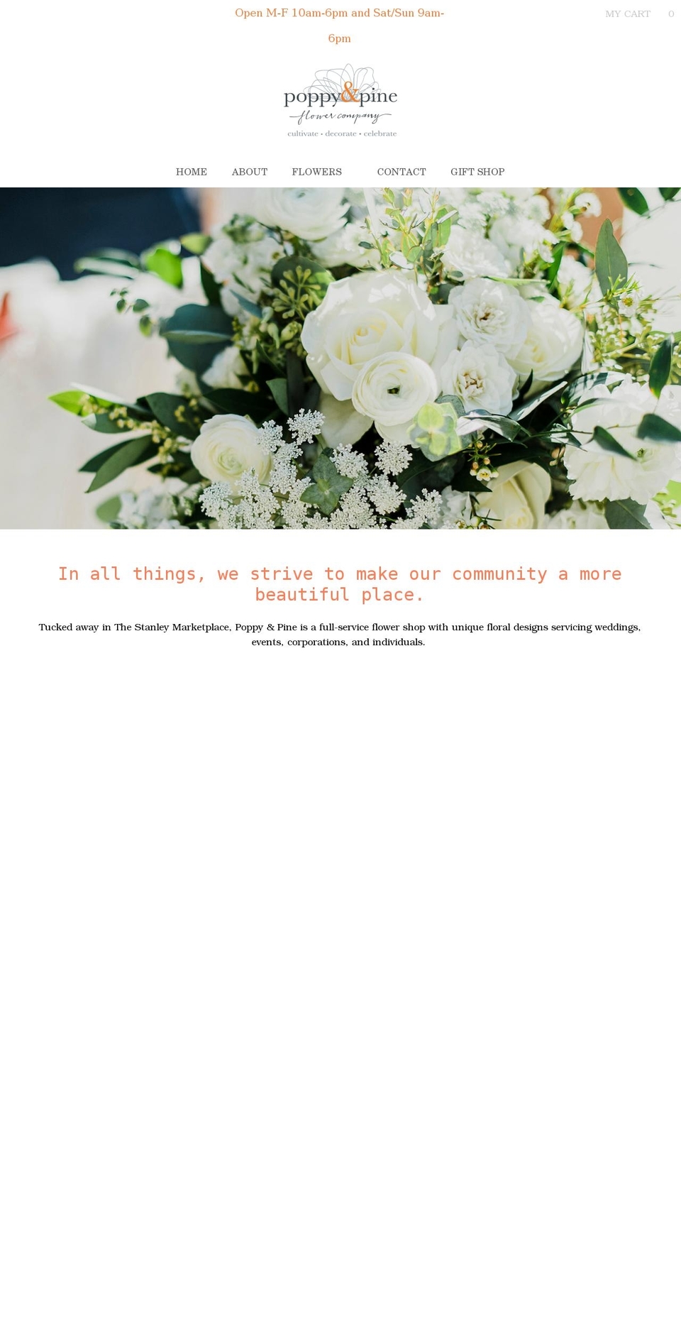 poppyandpinefloral.com shopify website screenshot