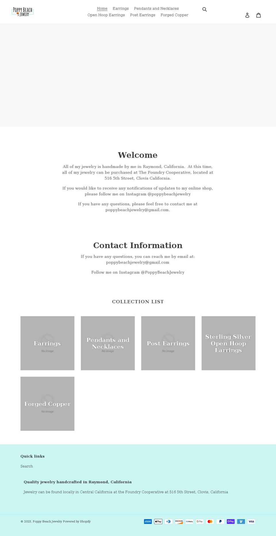 poppybeachjewelry.com shopify website screenshot