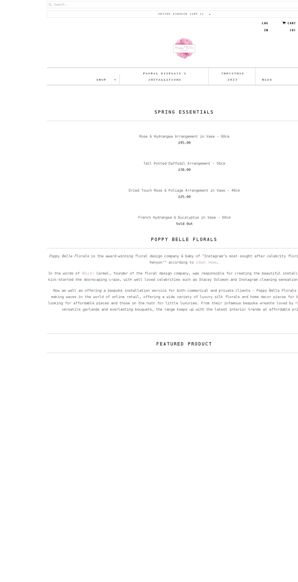 poppybelleflorals.co.uk shopify website screenshot