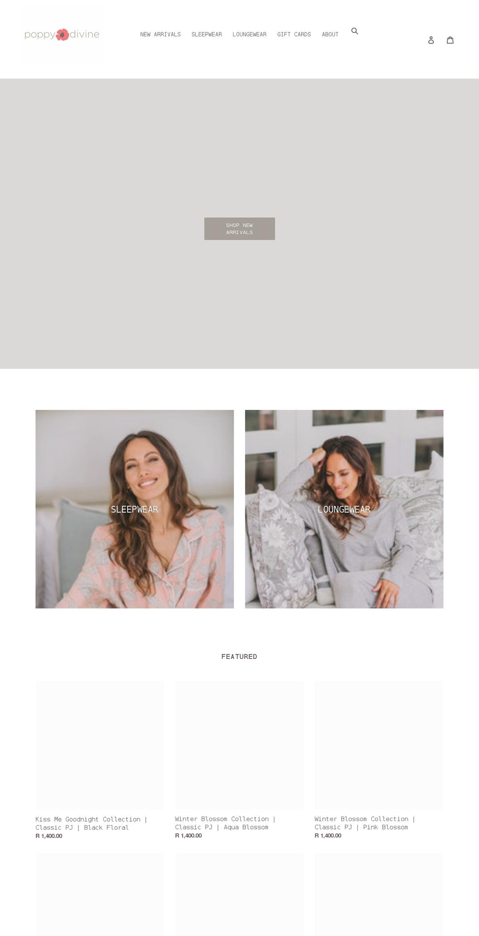 poppydivine.com shopify website screenshot