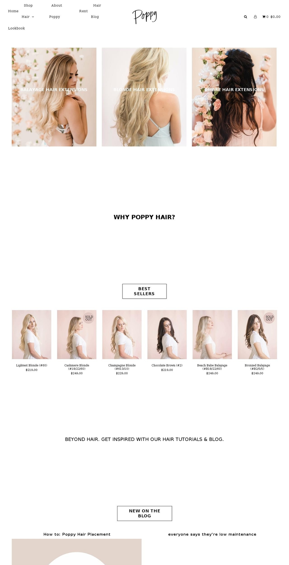 poppyhairextensions.com — Shopify storefront screenshot