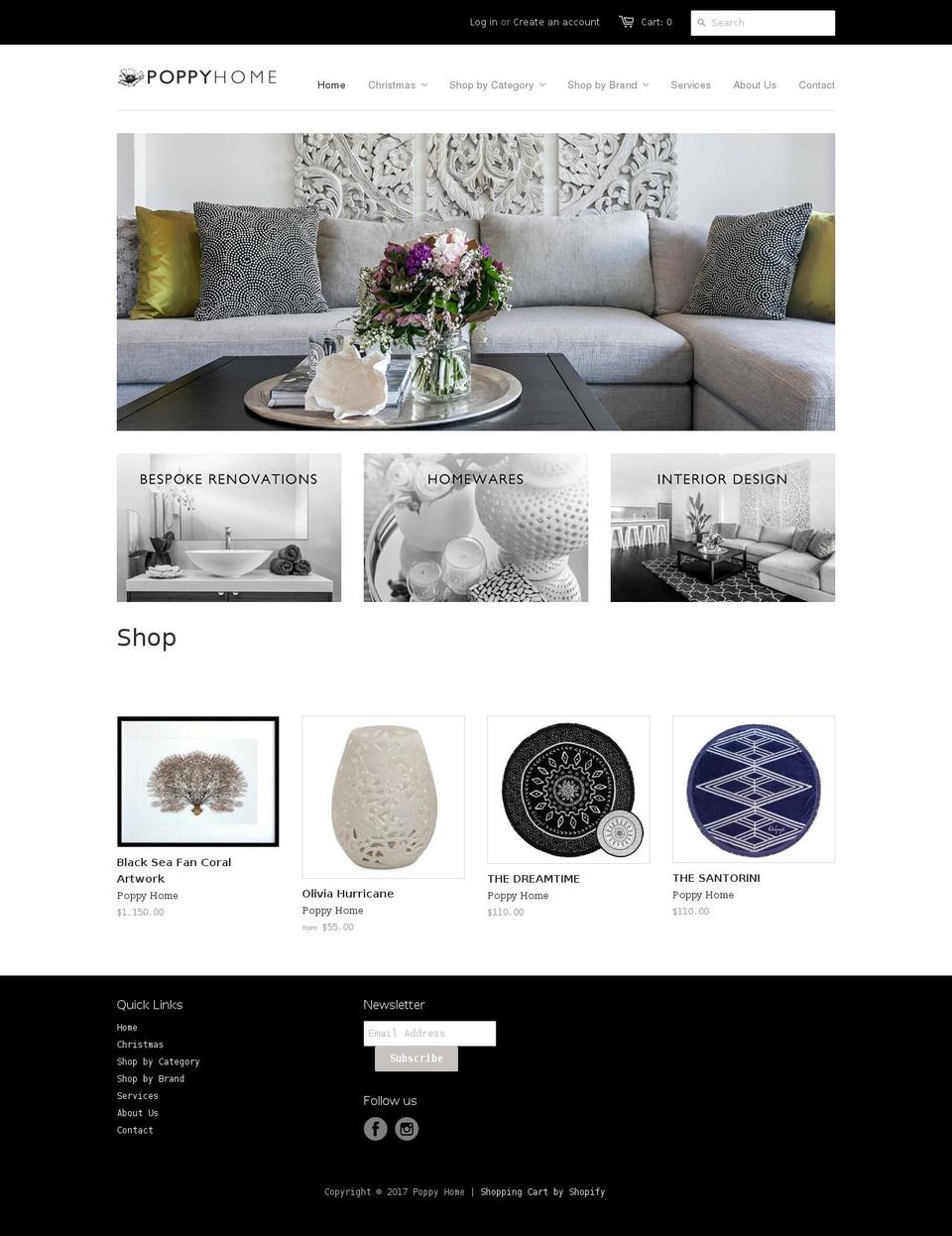 poppyhome.com.au shopify website screenshot