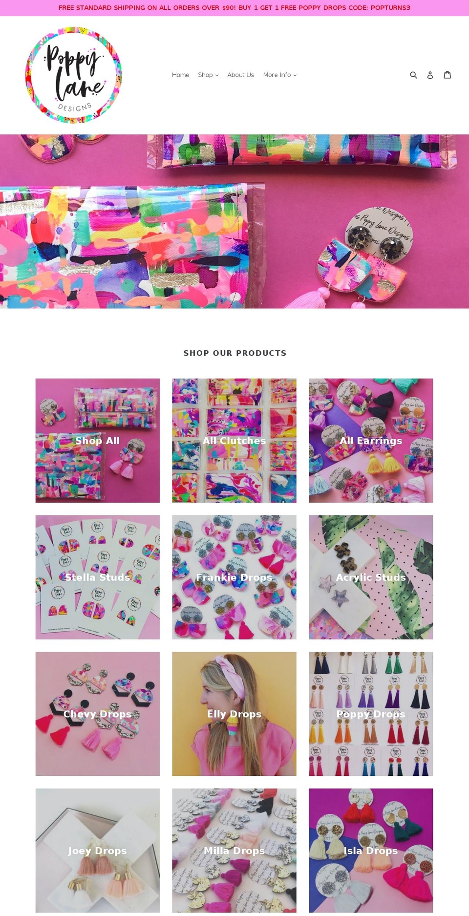 poppylanedesigns.com shopify website screenshot