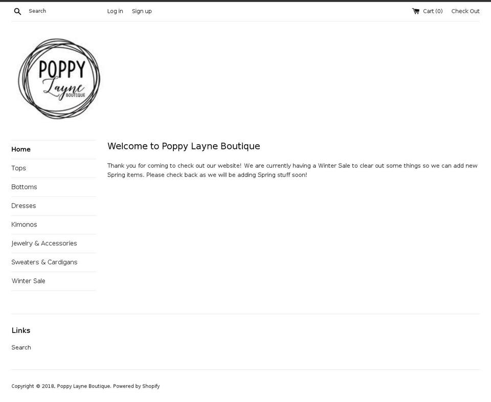 poppylayneboutique.com — Shopify storefront screenshot