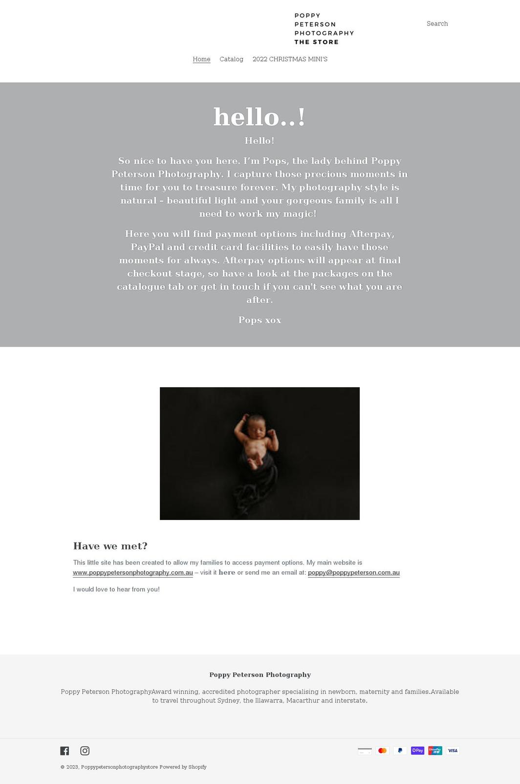 poppypetersonphotographystore.com shopify website screenshot