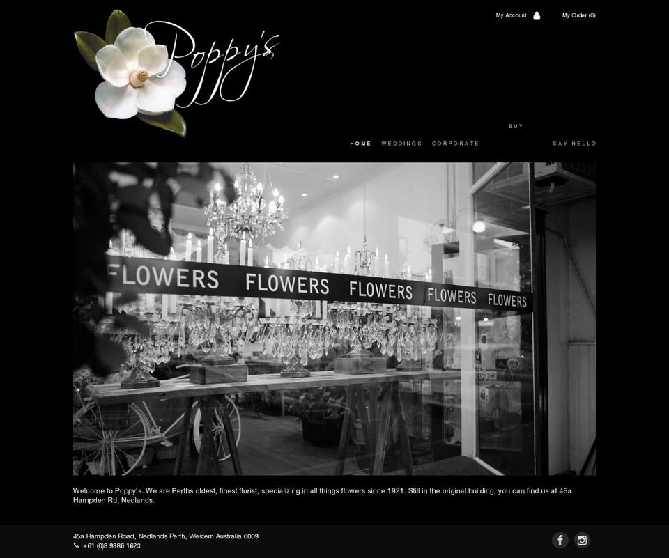 poppysflowers.com.au shopify website screenshot