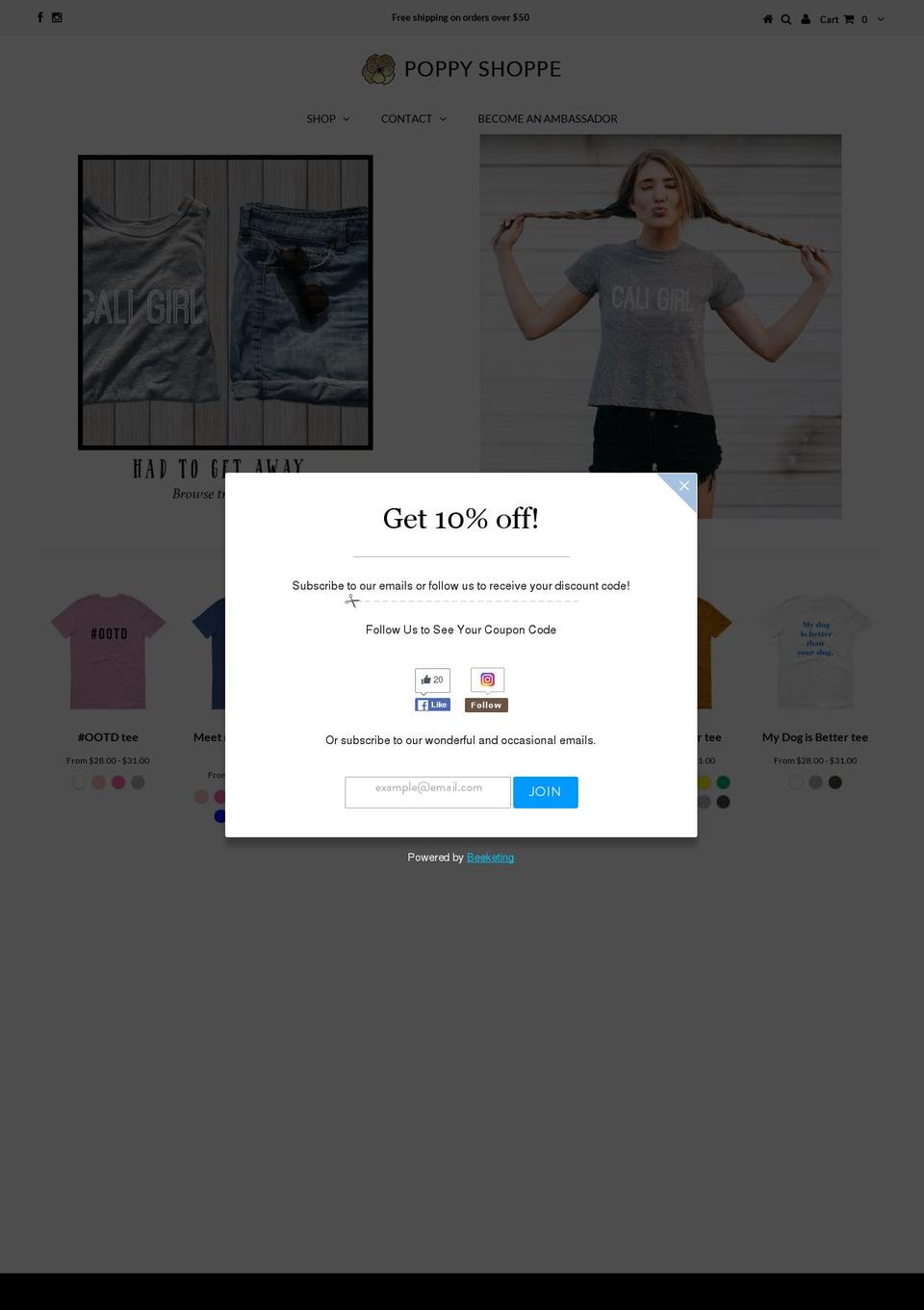 poppyshoppe.com shopify website screenshot