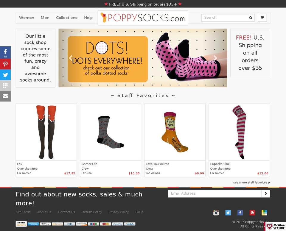 poppy Shopify theme site example poppysock.com