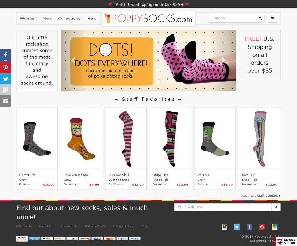 poppysocks.com shopify website screenshot