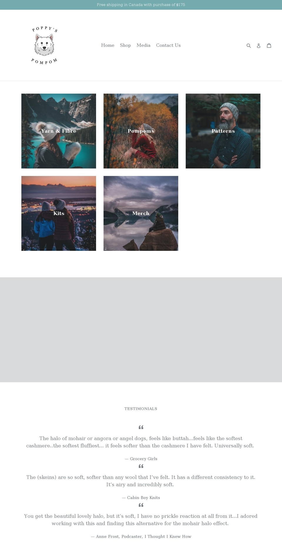 poppyspompom.com shopify website screenshot