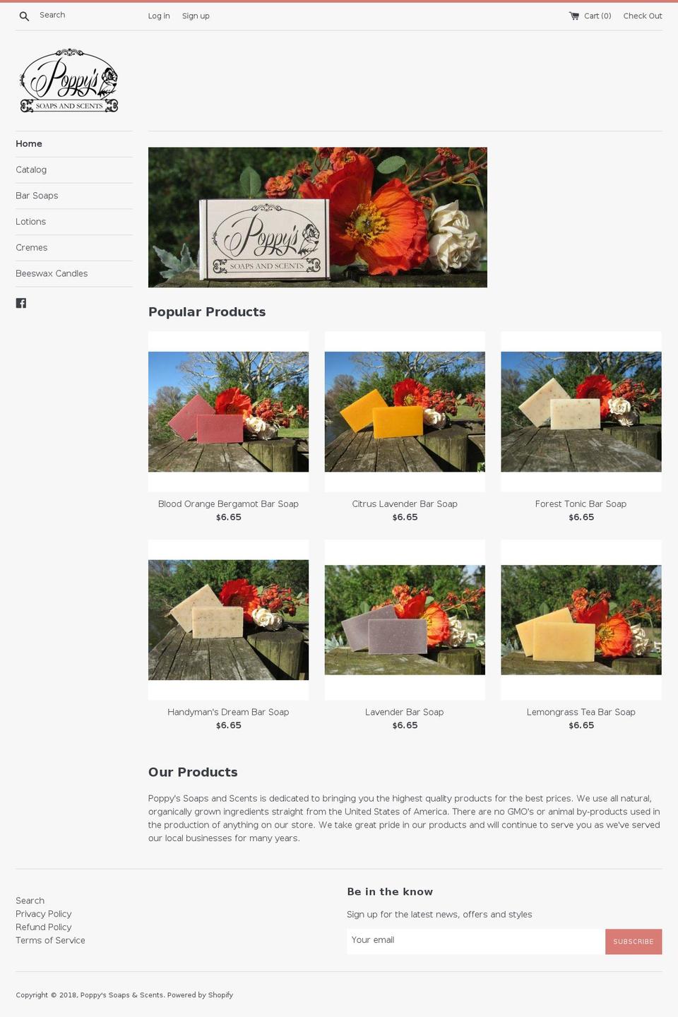poppyssoapsandscents.com — Shopify storefront screenshot