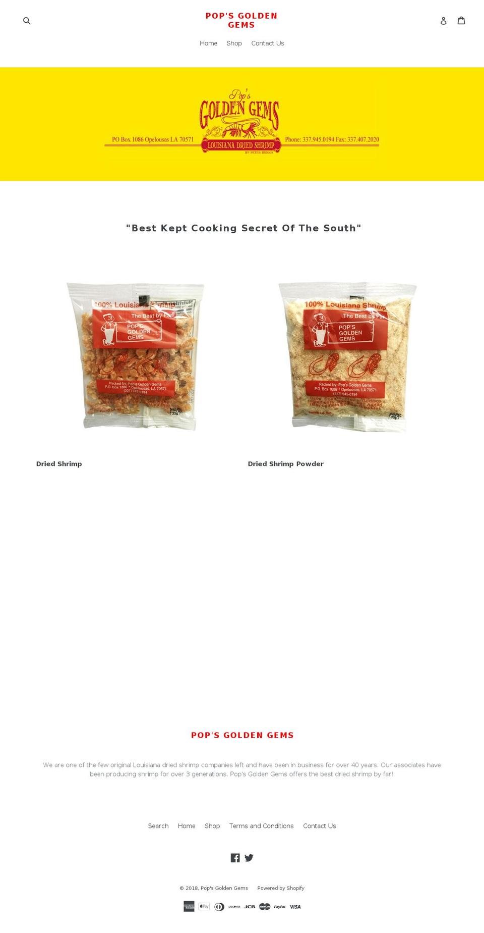 popsgoldengems.com shopify website screenshot