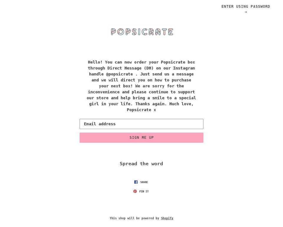 popsicrate.com.au shopify website screenshot