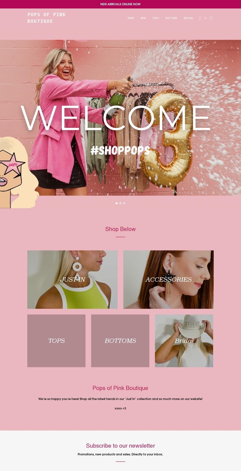 popsofpinkboutique.com shopify website screenshot