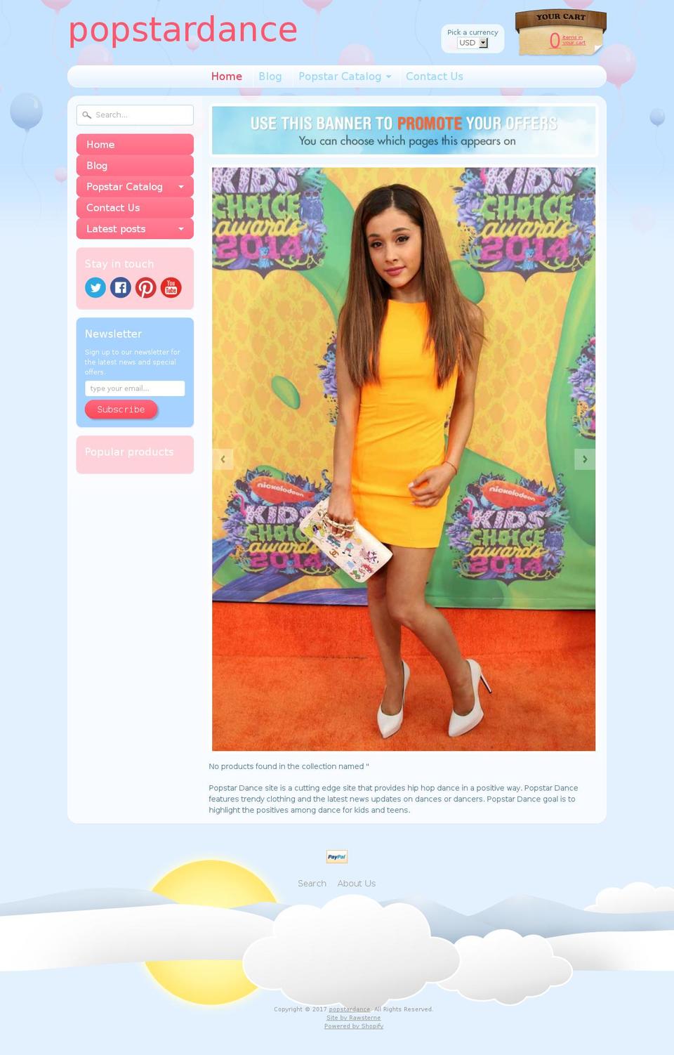 popstardance.com shopify website screenshot