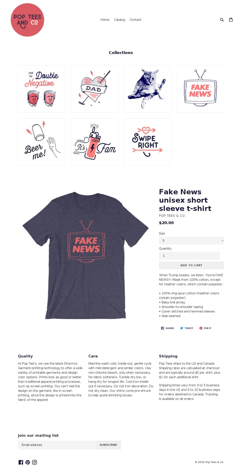 popteesandco.com — Shopify storefront screenshot