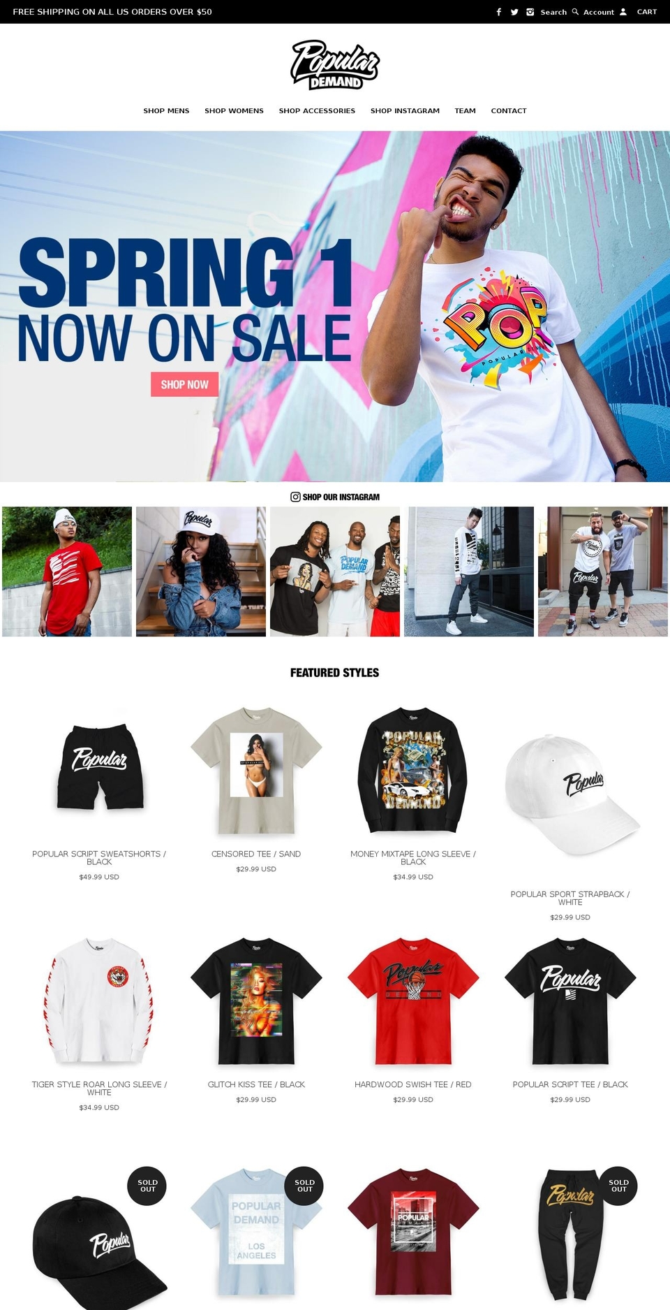 populardemandclothing.com shopify website screenshot