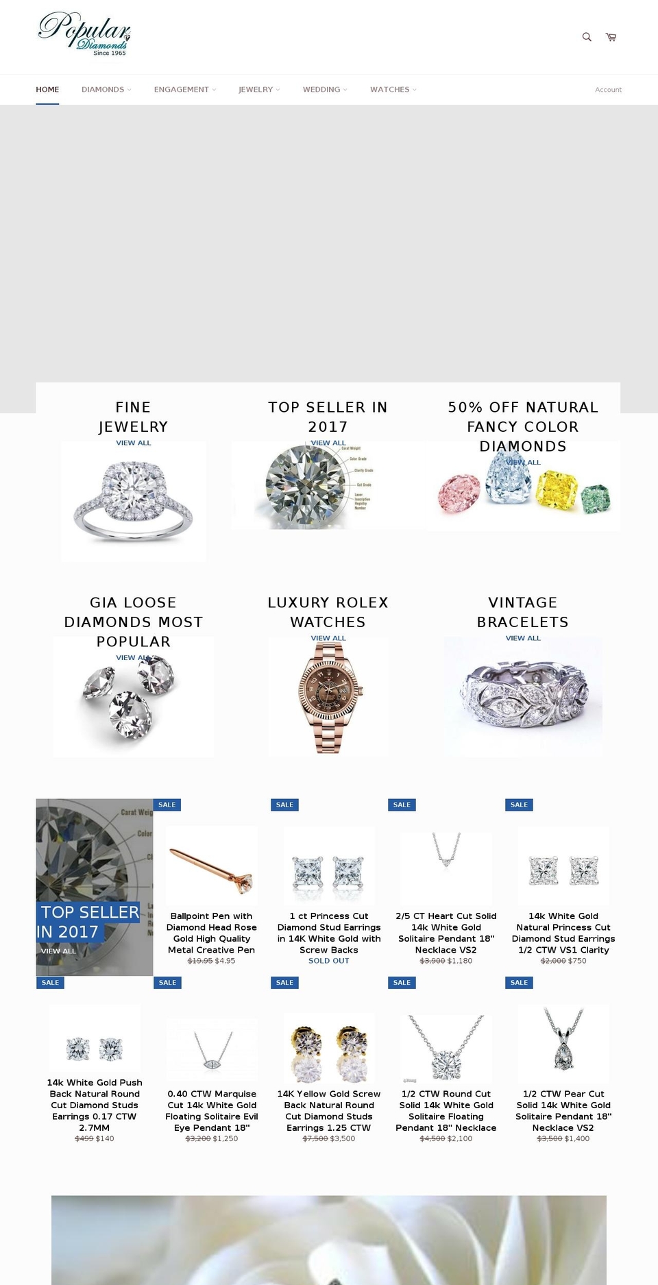 populardiamonds.com shopify website screenshot