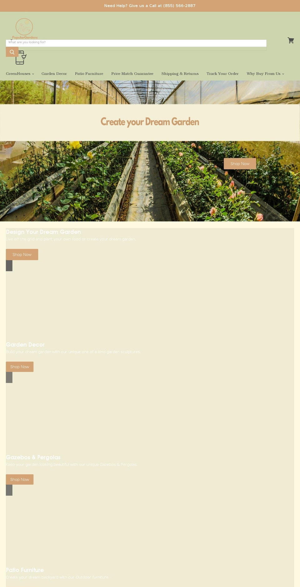 populargardens.com shopify website screenshot