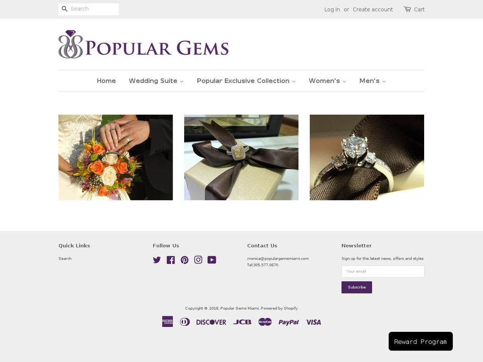 populargemsmiami.com — Shopify storefront screenshot