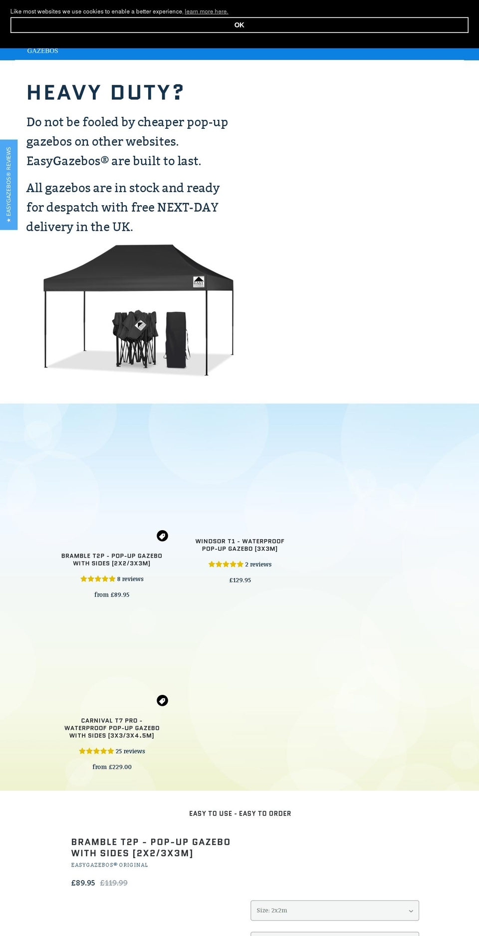 popupgazebo.eu shopify website screenshot