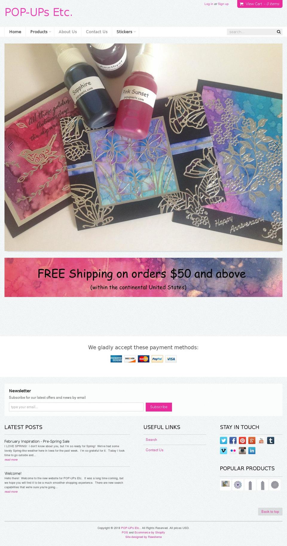 popupsetc.com — Shopify storefront screenshot