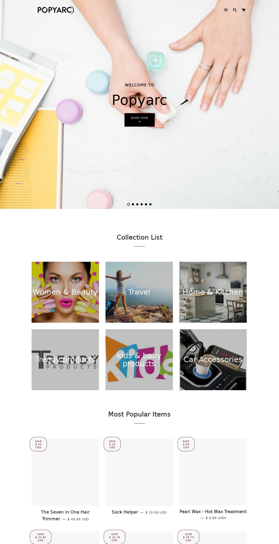 popyarc.com — Shopify storefront screenshot