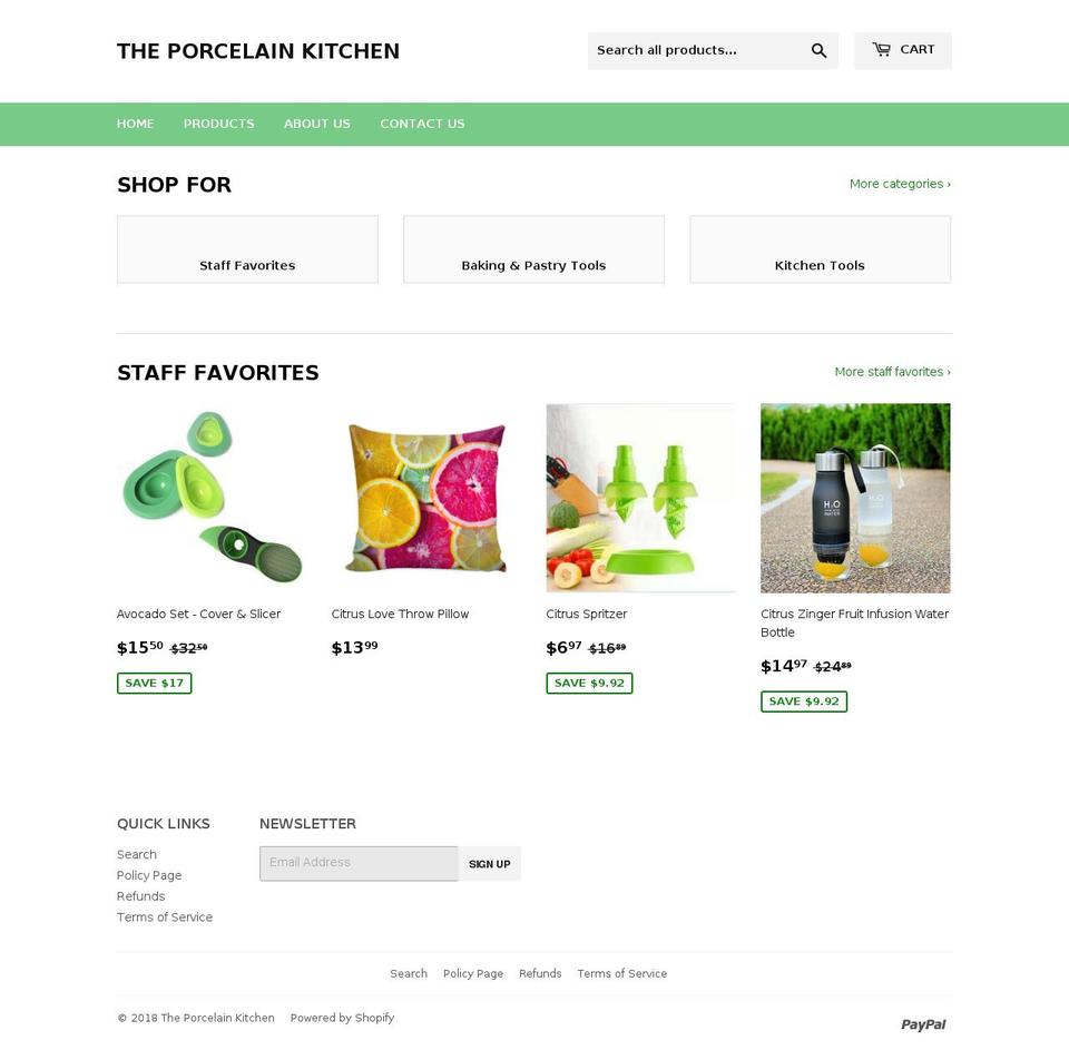 porcelainkitchen.com — Shopify storefront screenshot