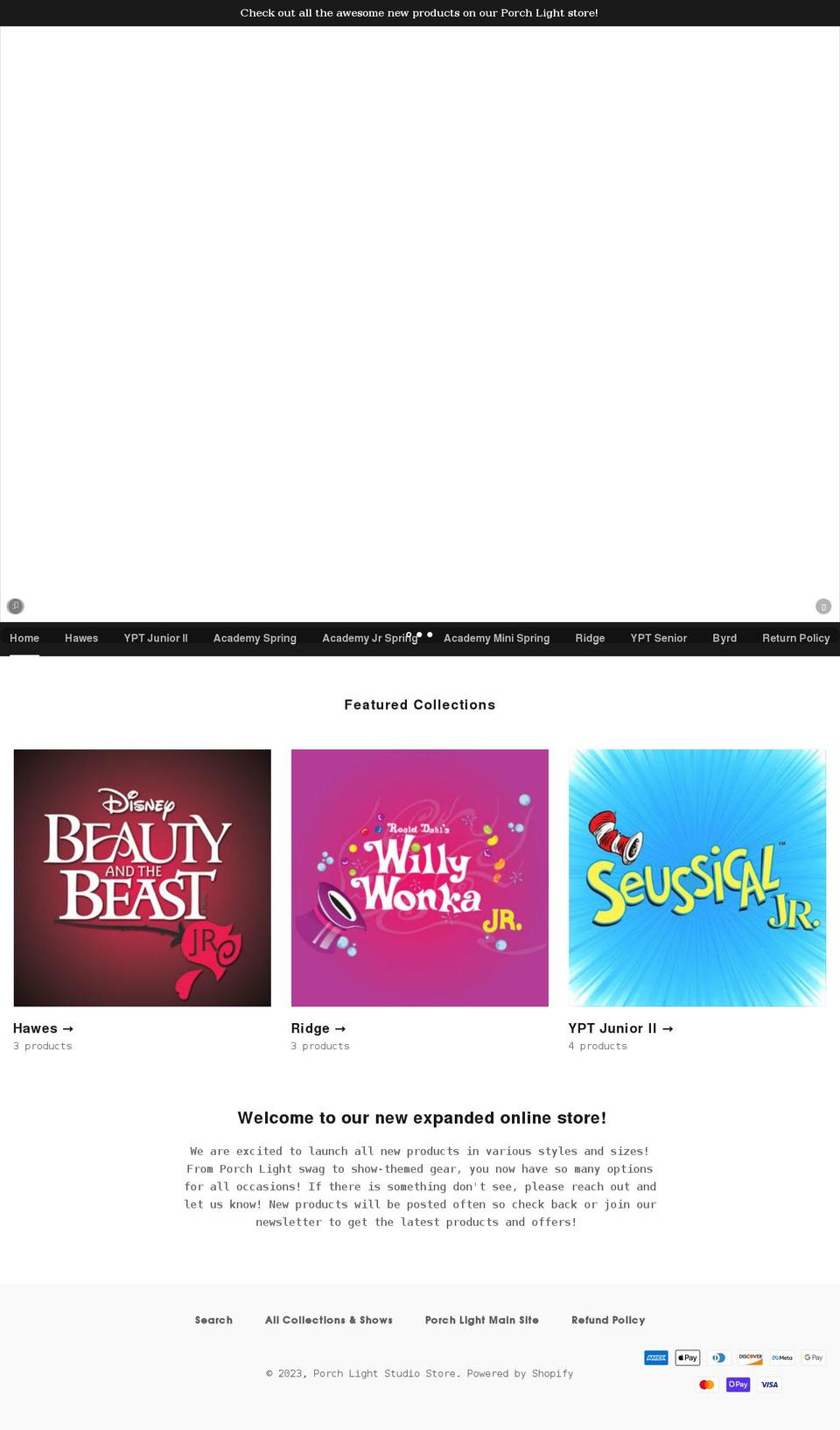 porchlightstudiostore.com shopify website screenshot