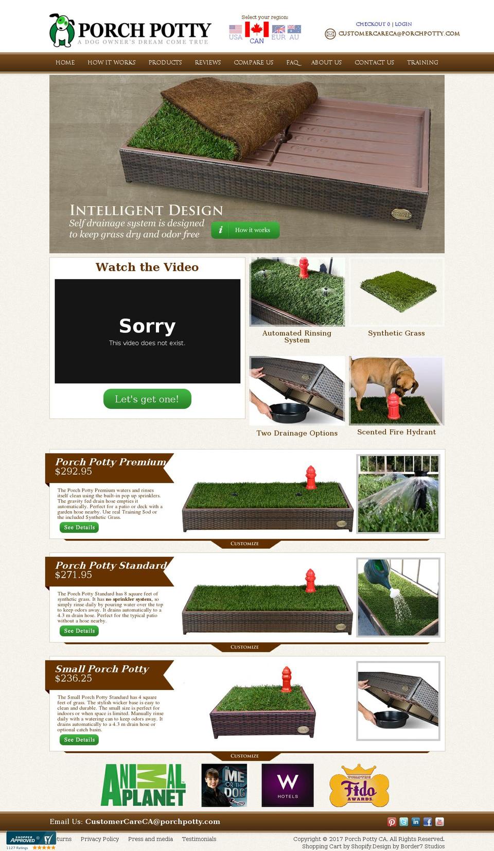 porchpotty.ca shopify website screenshot