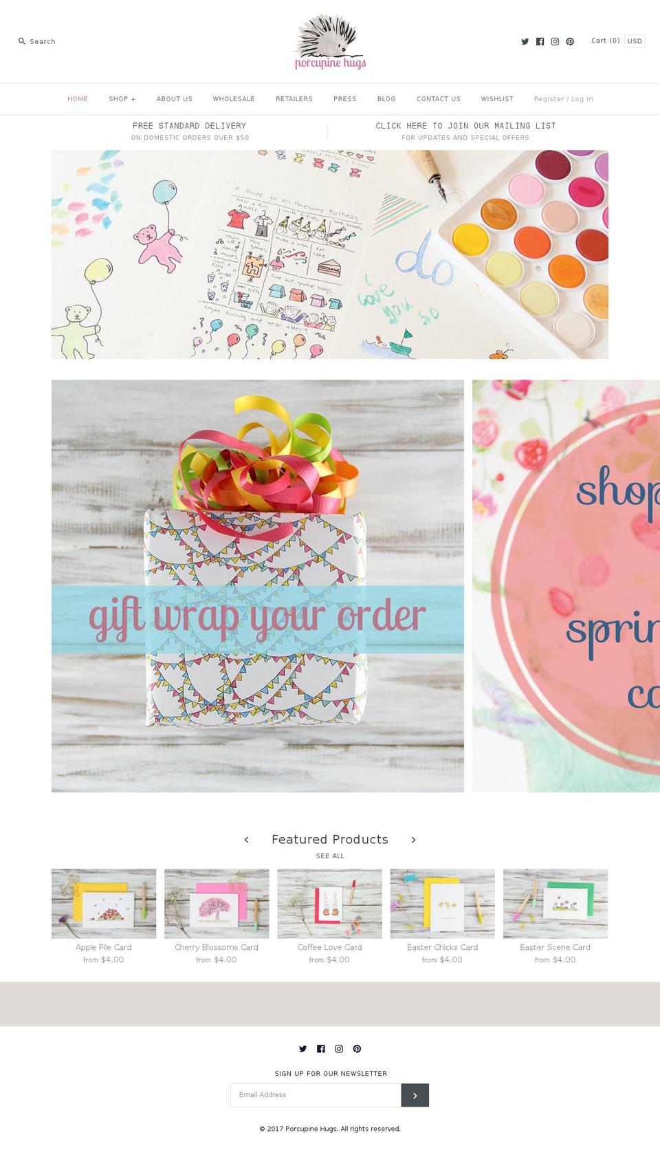 porcupine-hugs.com shopify website screenshot