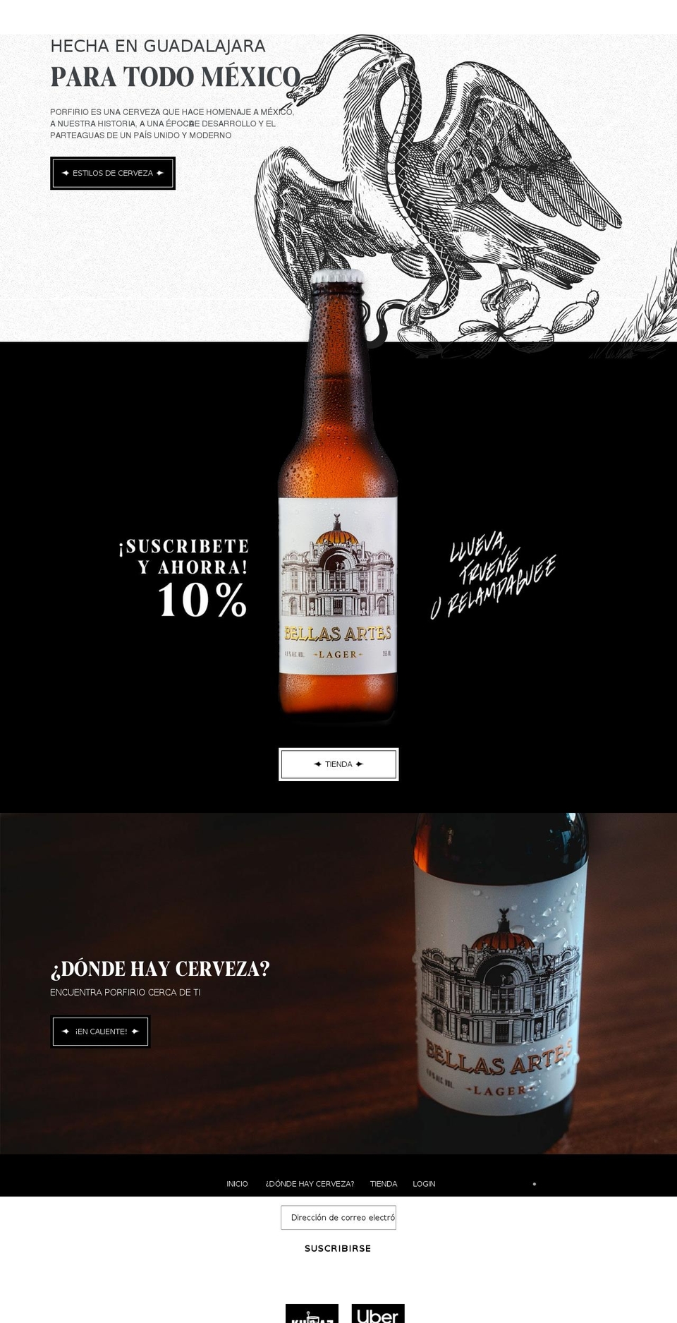 porfiriocerveceria.com shopify website screenshot