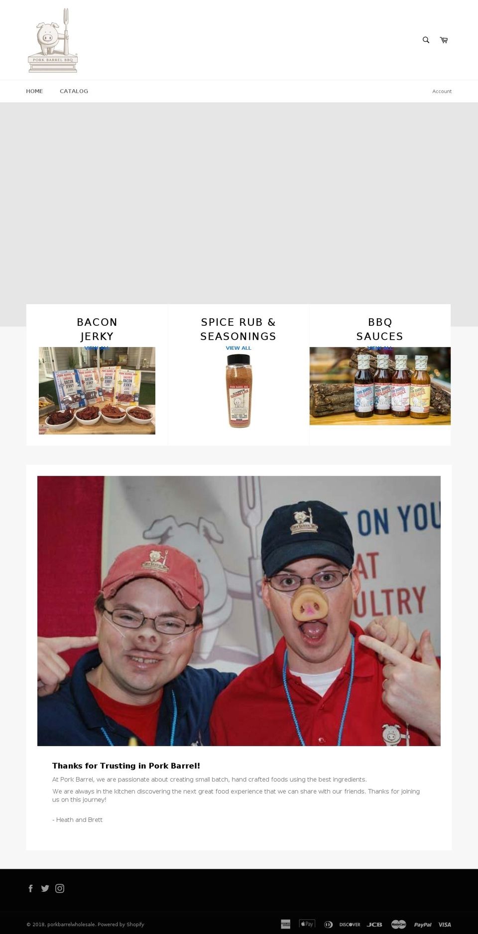 porkbarrelwholesale.com — Shopify storefront screenshot
