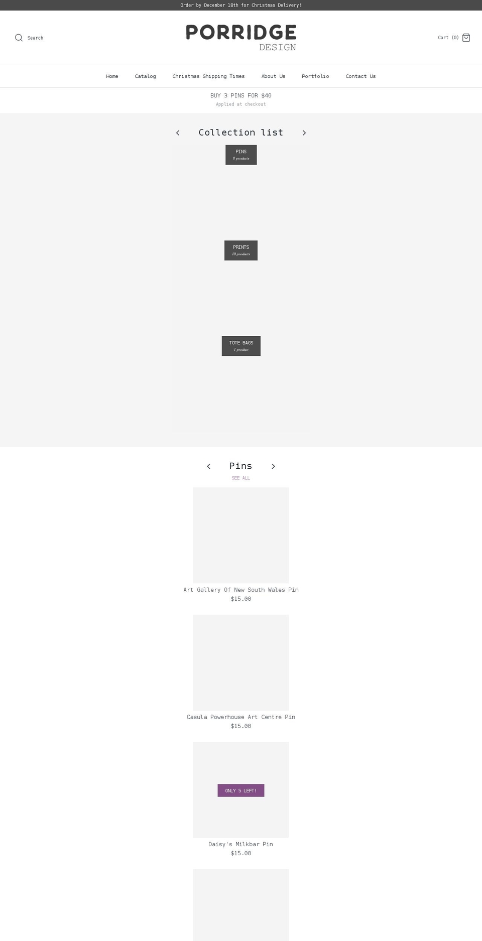 porridgedesign.com.au shopify website screenshot