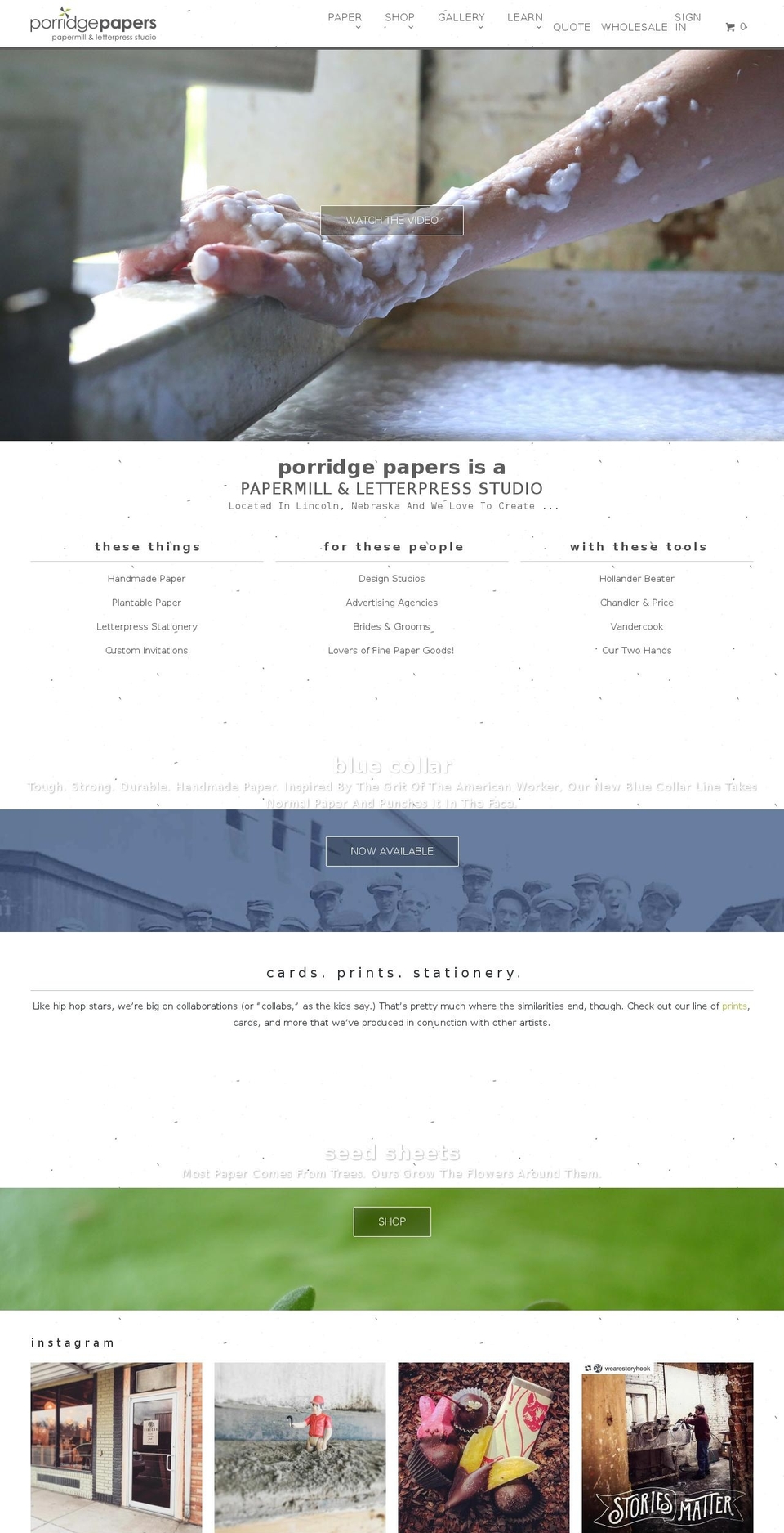 porridgepapers.com shopify website screenshot