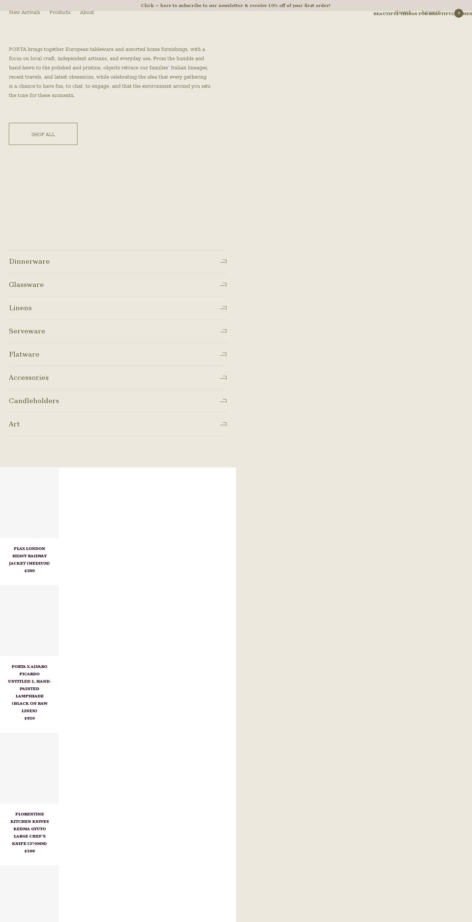 porta-nyc.com shopify website screenshot