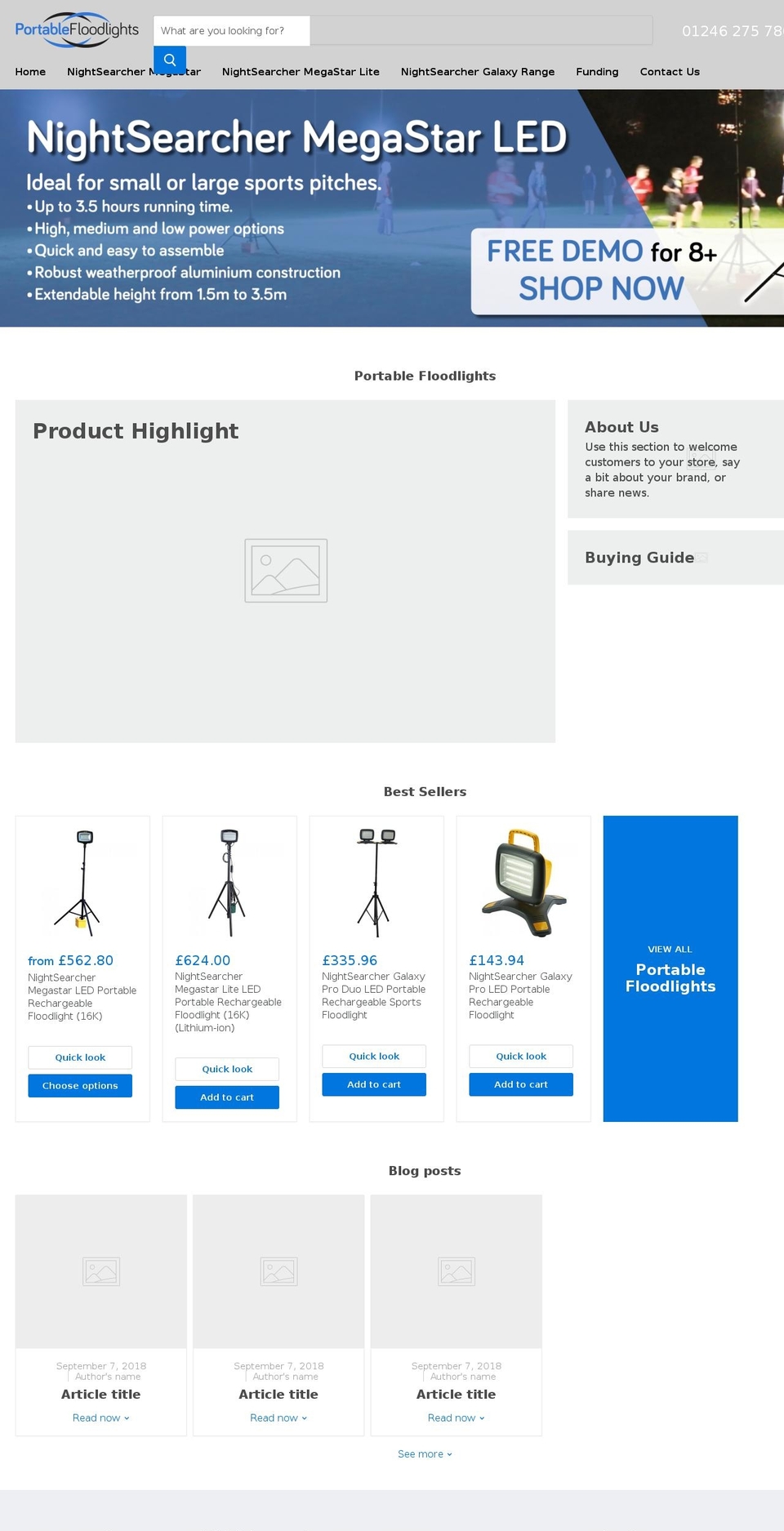 portable-floodlights.com — Shopify storefront screenshot