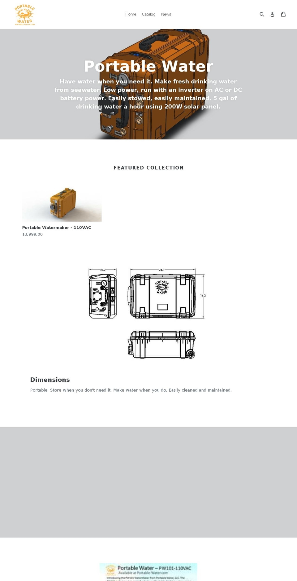 portable-water.com shopify website screenshot