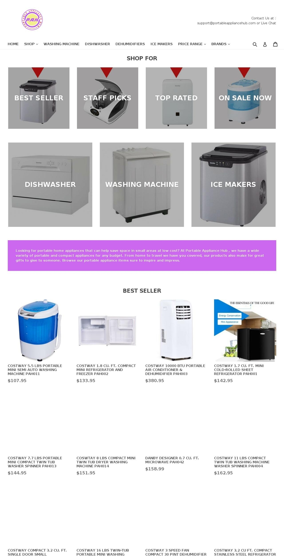 portableappliancehub.com shopify website screenshot