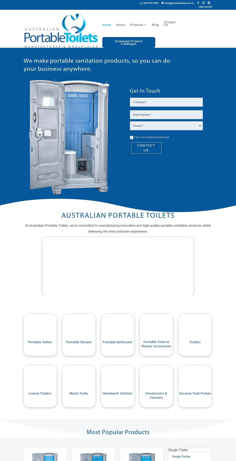 portabletoilets.com.au shopify website screenshot